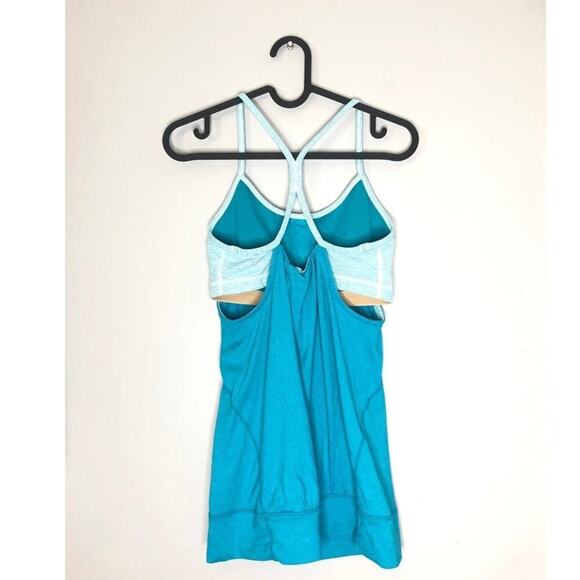 Lululemon Top Bra with Draped Tank Surge Blue Open Sides Workout Running 6 - Picture 2 of 9